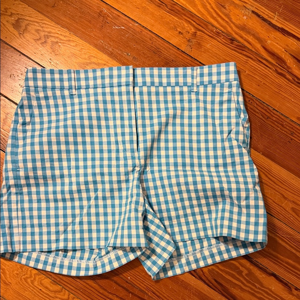 Ann Taylor Blue and White Gingham Womens Shorts Sz 8